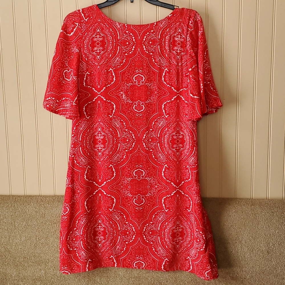 Lulus dress/tunic size medium open back red white